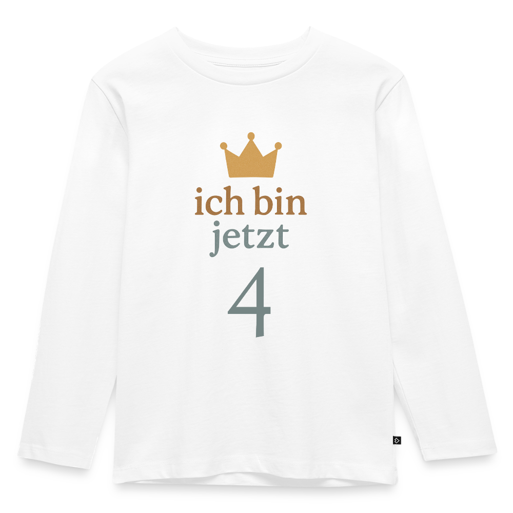 Kinder Langarmshirt "ich bin jetzt vier" - Weiß