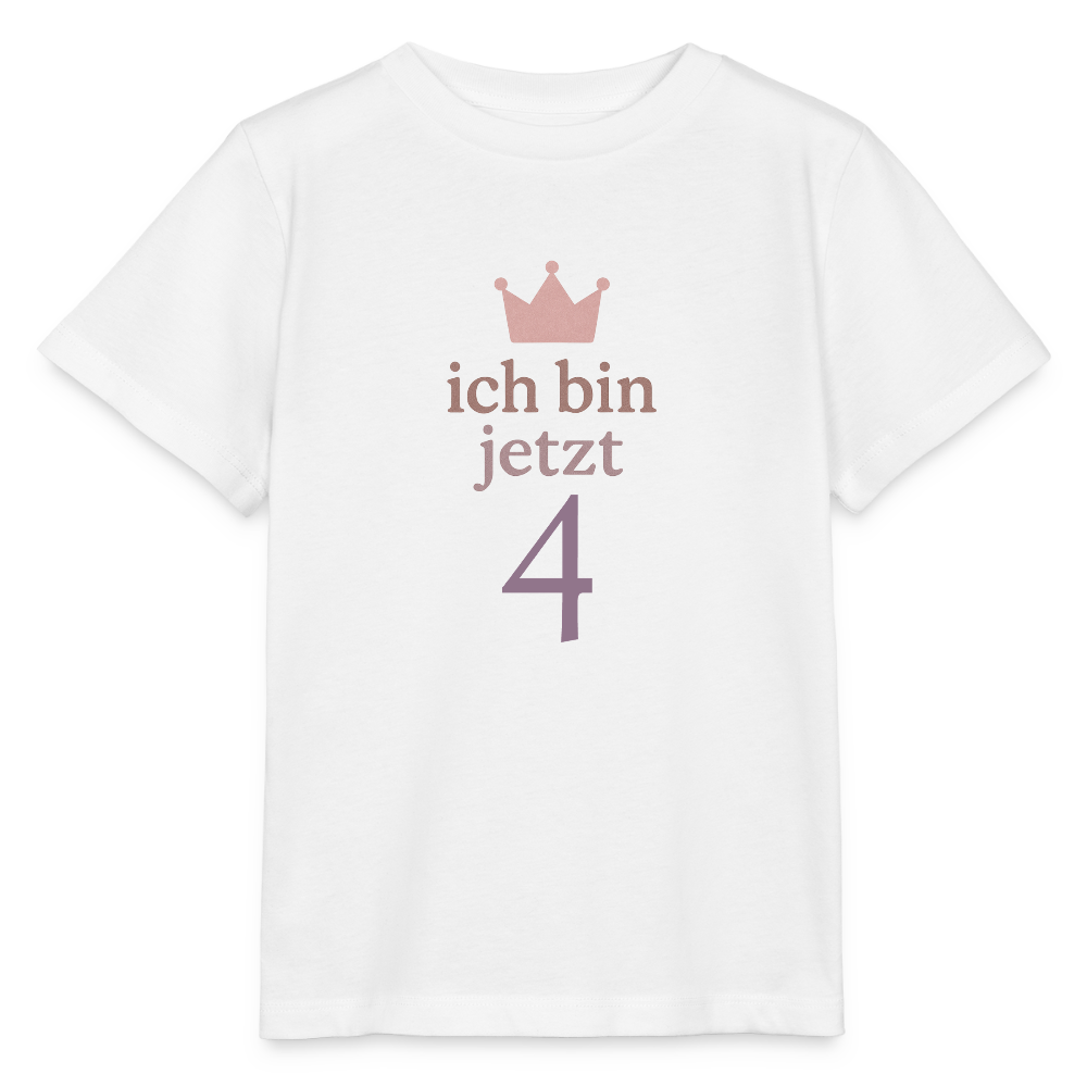 Bio Kinder T-Shirt "ich bin jetzt vier" - Weiß