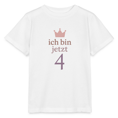 Bio Kinder T-Shirt "ich bin jetzt vier" - Weiß