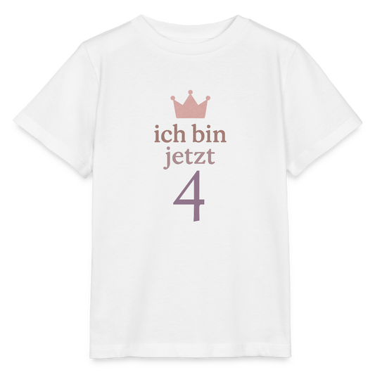 Bio Kinder T-Shirt "ich bin jetzt vier" - Weiß