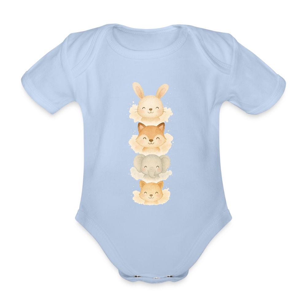 Bio Baby Kurzarm-Body "tierisch süß" - Sky
