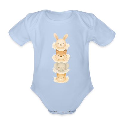 Bio Baby Kurzarm-Body "tierisch süß" - Sky