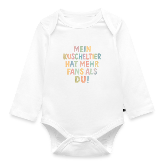 Bio Baby Langarm-Body "Mein Kuscheltier" - Weiß