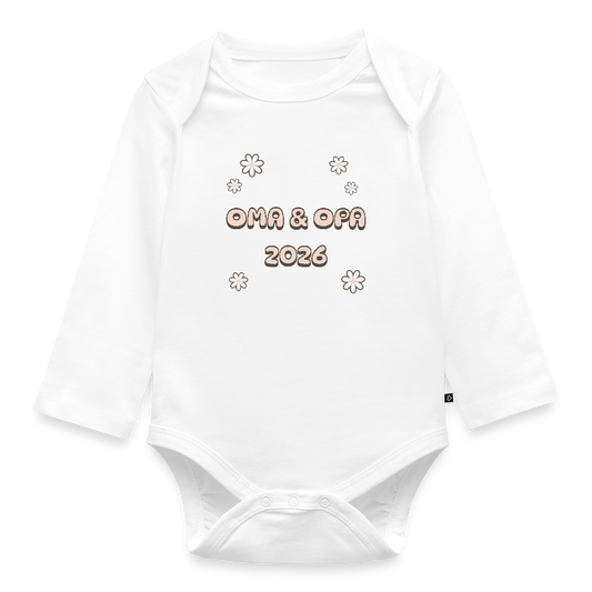 Bio Baby Langarm-Body "Oma & Opa 2026" - Weiß