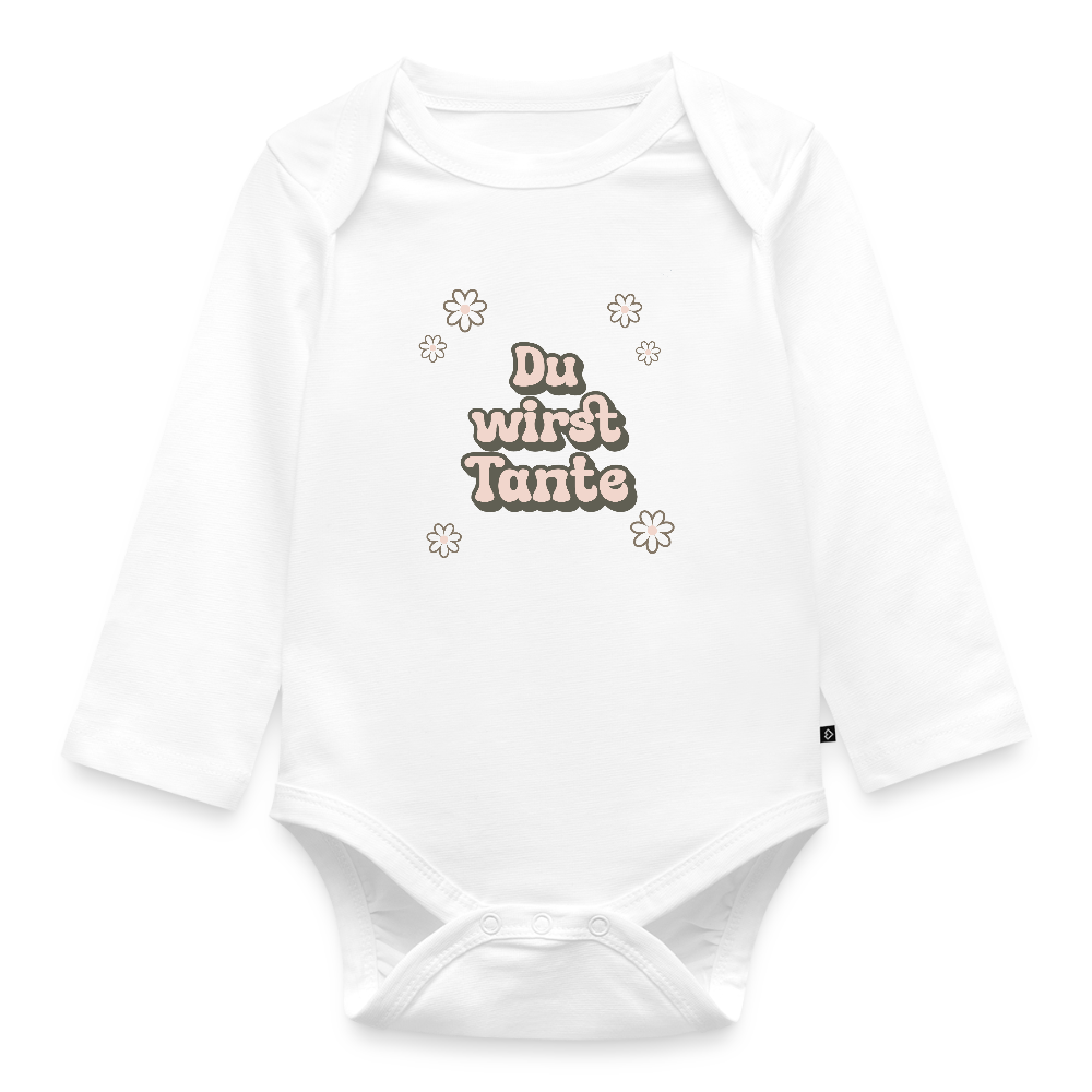 Bio Baby Langarm-Body "Du wirst Tante" - Weiß