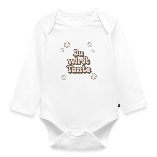 Bio Baby Langarm-Body "Du wirst Tante" - Weiß