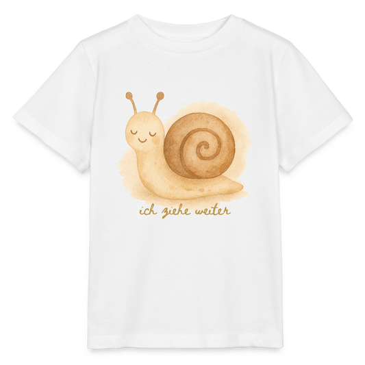 Bio Kinder T-Shirt "ich ziehe weiter" - Weiß