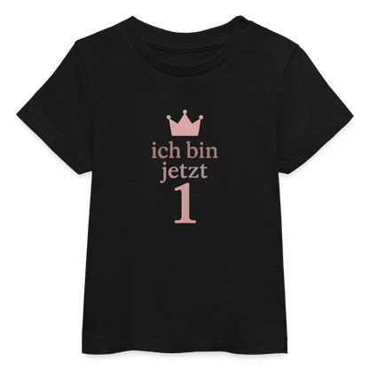 Bio Baby T-Shirt "ich bin jetzt eins" - Schwarz