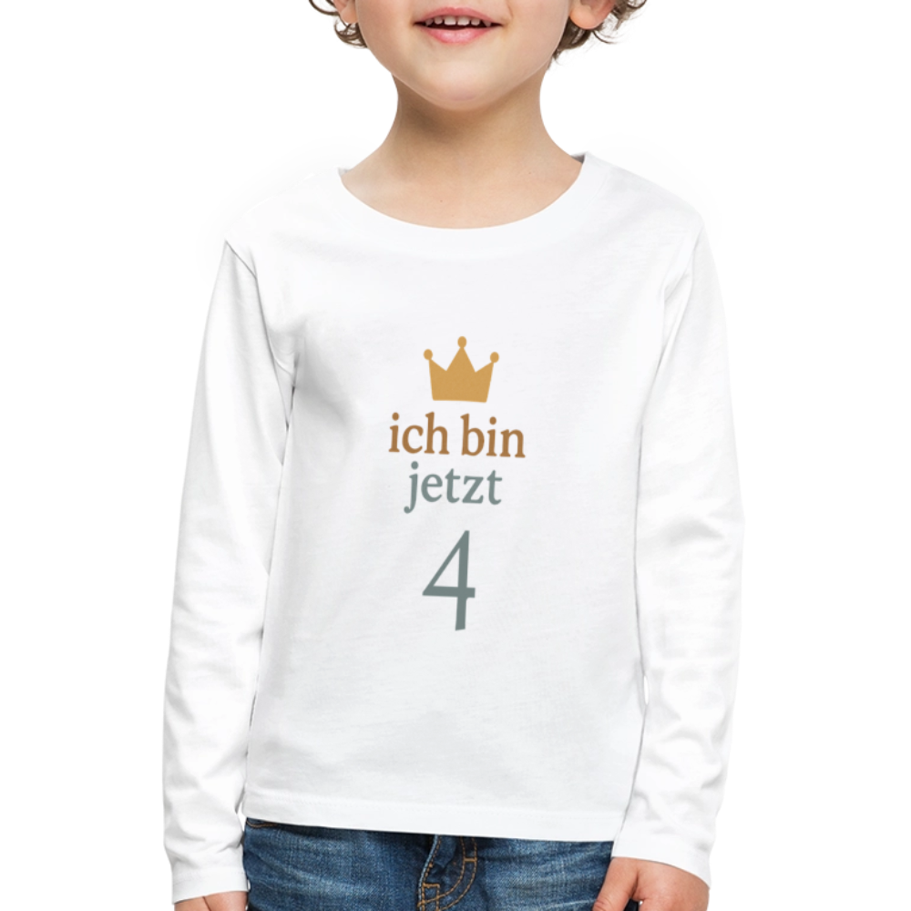 Kinder Langarmshirt "ich bin jetzt vier" - Weiß