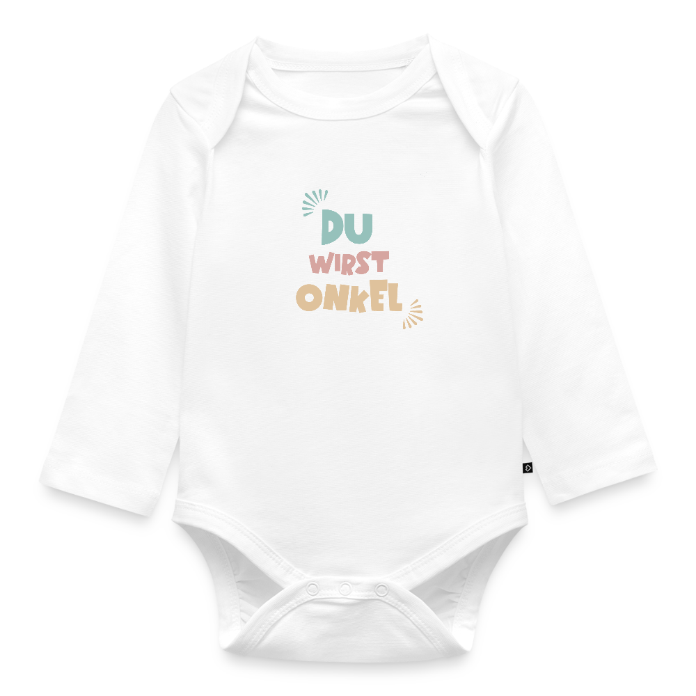Bio Baby Langarm-Body "Du wirst Onkel" - Weiß