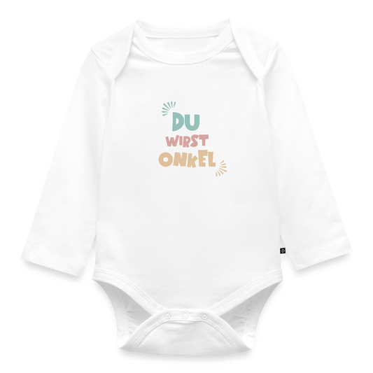 Bio Baby Langarm-Body "Du wirst Onkel" - Weiß