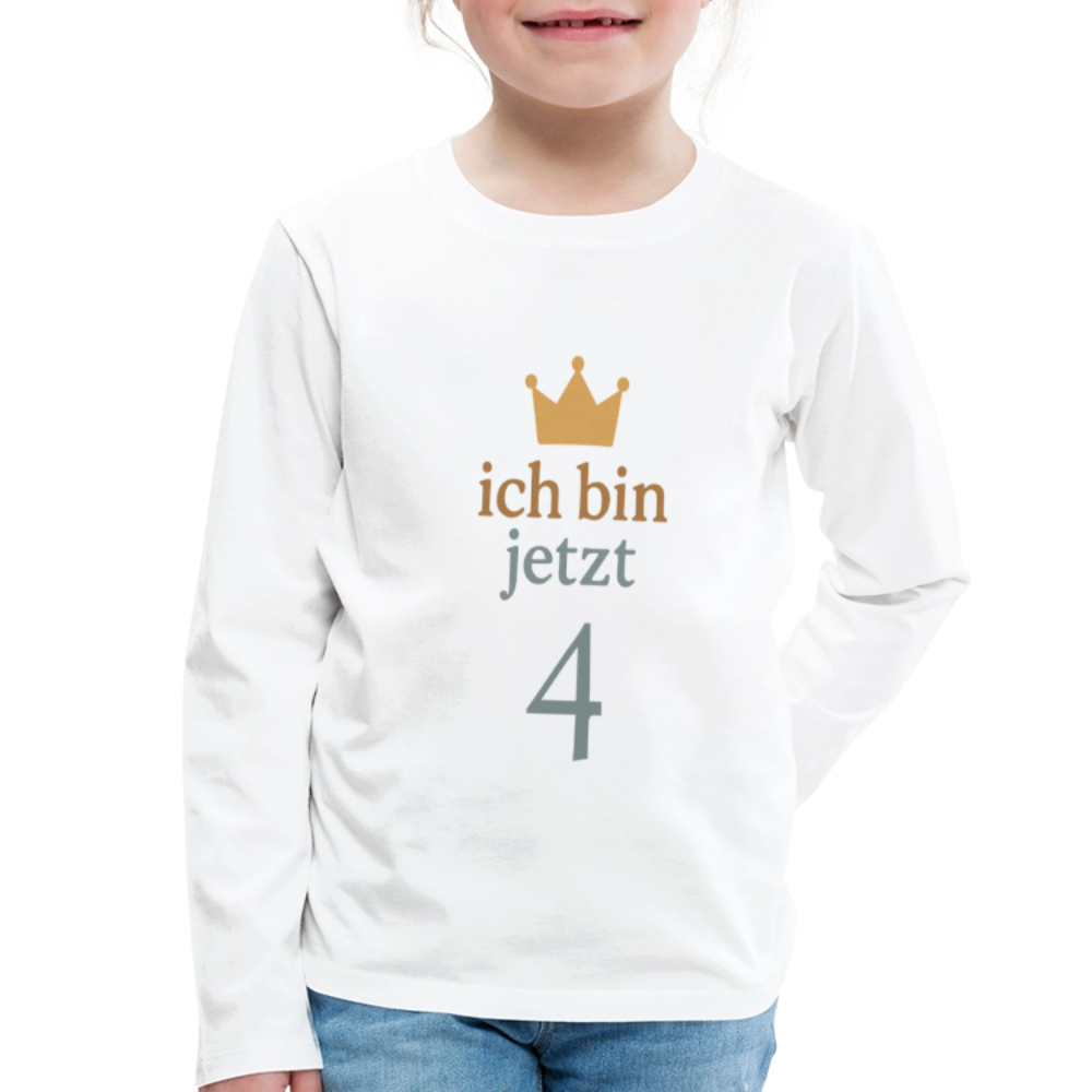 Kinder Langarmshirt "ich bin jetzt vier" - Weiß