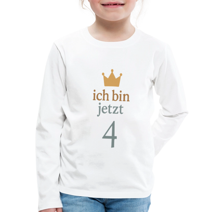 Kinder Langarmshirt "ich bin jetzt vier" - Weiß