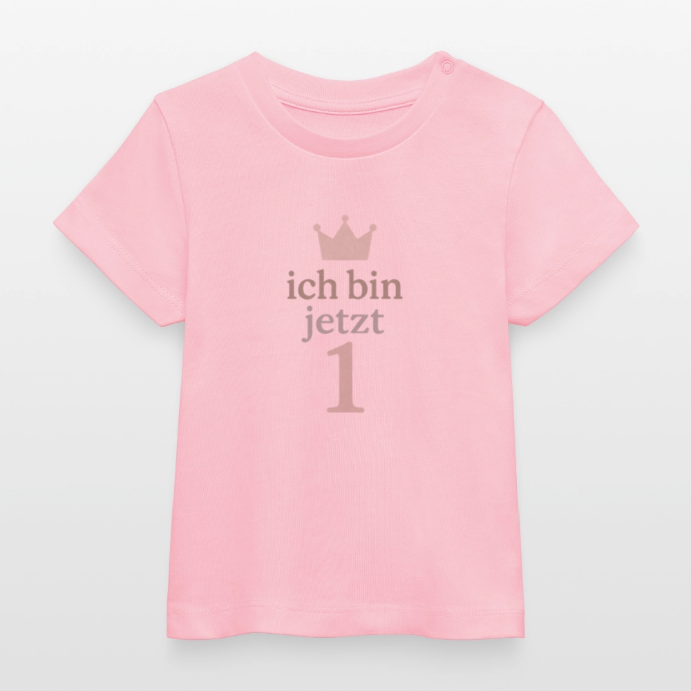 Bio Baby T-Shirt "ich bin jetzt eins" - Hellrosa