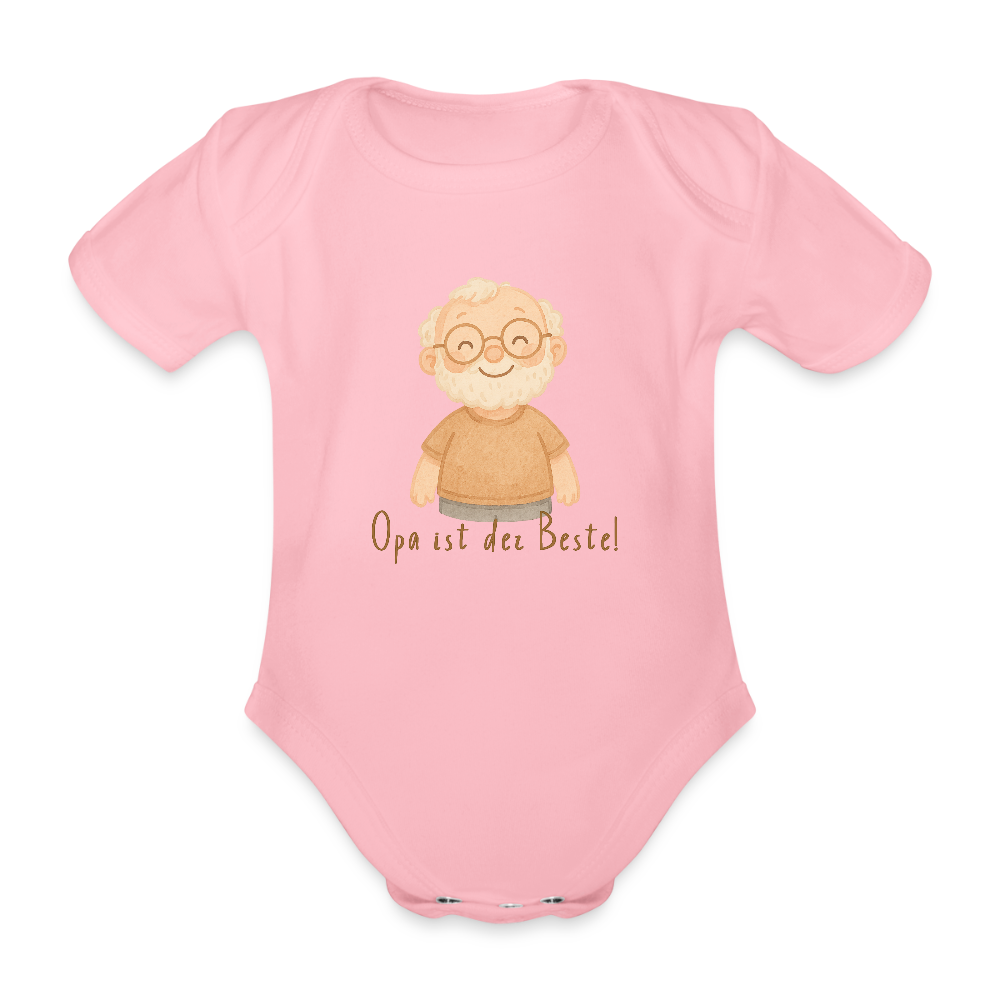 Bio Baby Kurzarm-Body "Opa ist der Beste" - Hellrosa