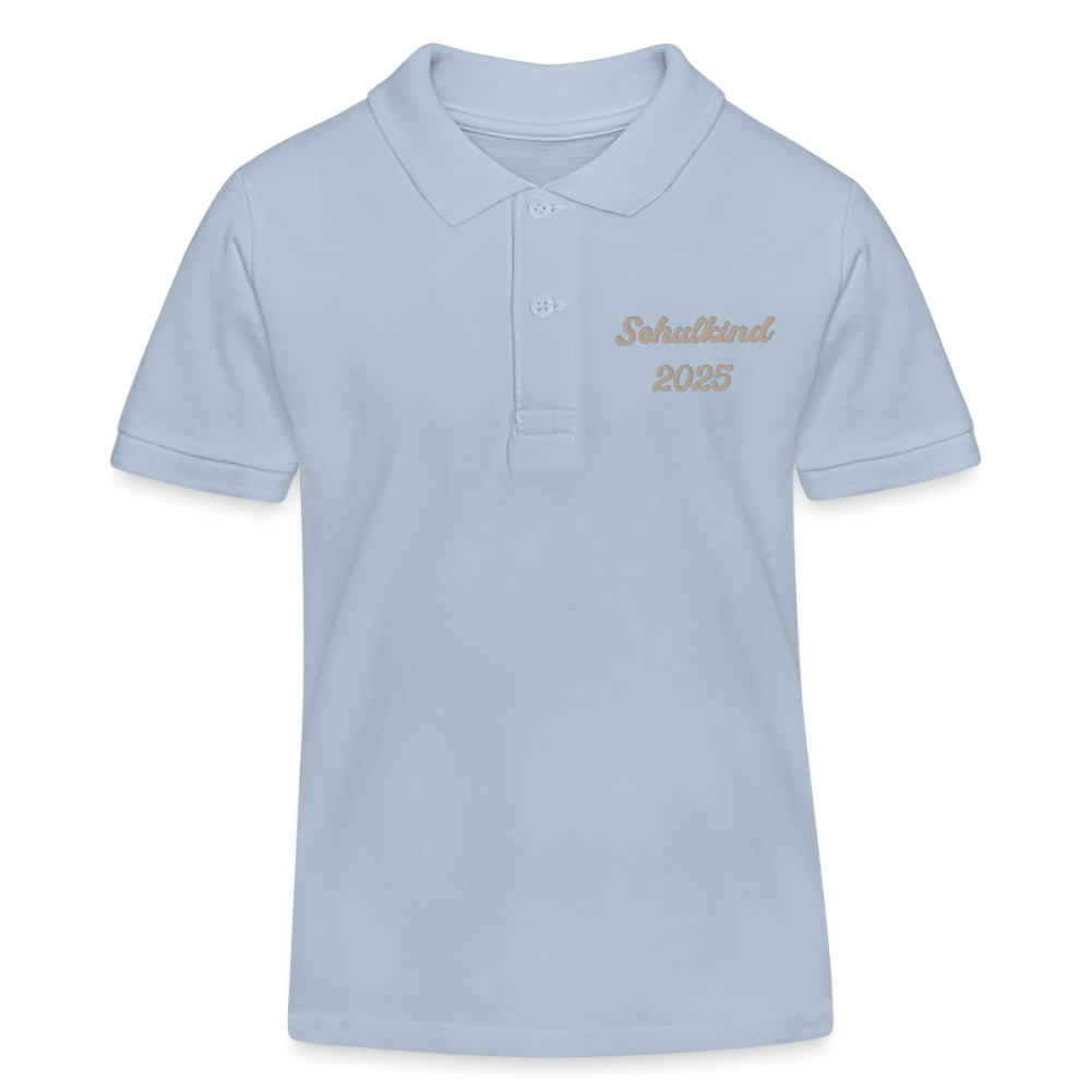 Bio Kinder Poloshirt "Schulkind 2025" - sky Blue