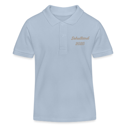 Bio Kinder Poloshirt "Schulkind 2025" - sky Blue