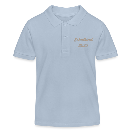 Bio Kinder Poloshirt "Schulkind 2025" - sky Blue