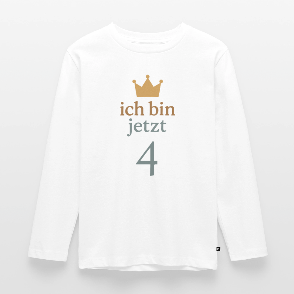 Kinder Langarmshirt "ich bin jetzt vier" - Weiß