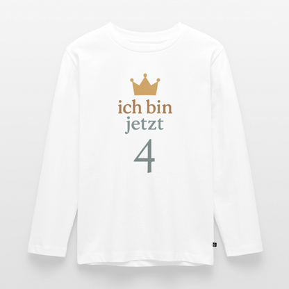 Kinder Langarmshirt "ich bin jetzt vier" - Weiß