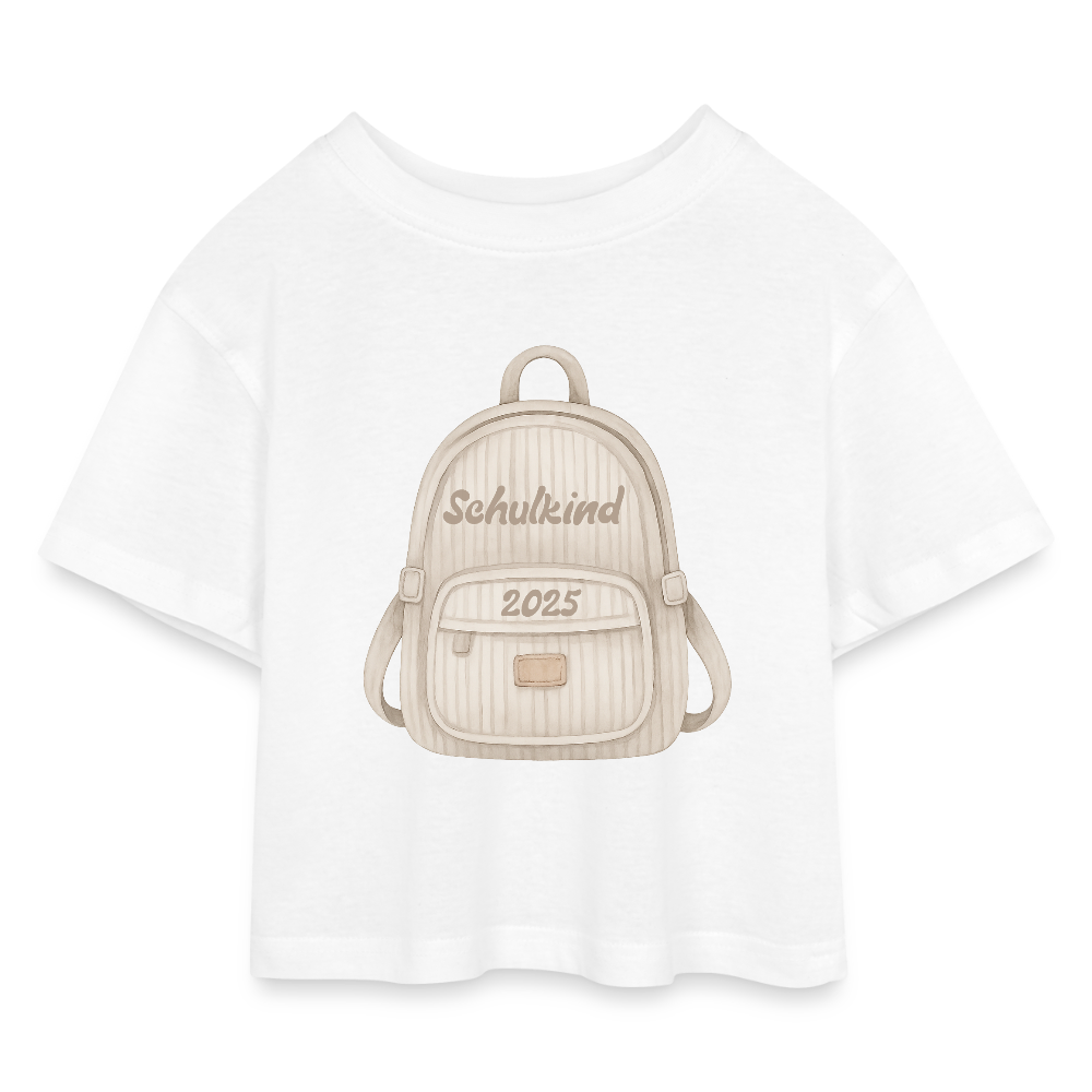 Kinder Cropped T-Shirt "Schulkind 2025" - Weiß