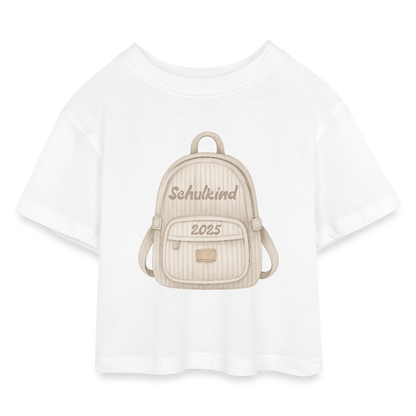 Kinder Cropped T-Shirt "Schulkind 2025" - Weiß
