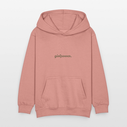 Kinder Kapuzenpullover "girlpower." - Altrosa