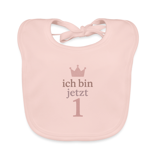 Bio Baby Lätzchen "ich bin jetzt eins" - Rose