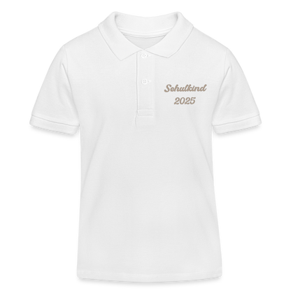 Bio Kinder Poloshirt "Schulkind 2025" - Weiß