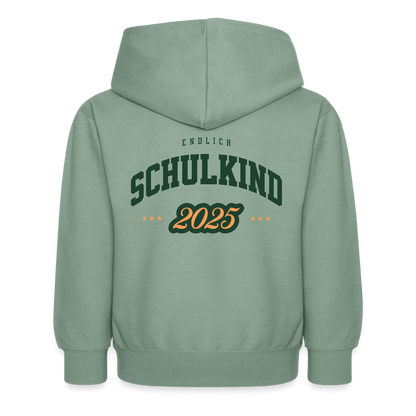 Kinder Kapuzenpullover "Endlich Schulkind 2025" - Graugrün