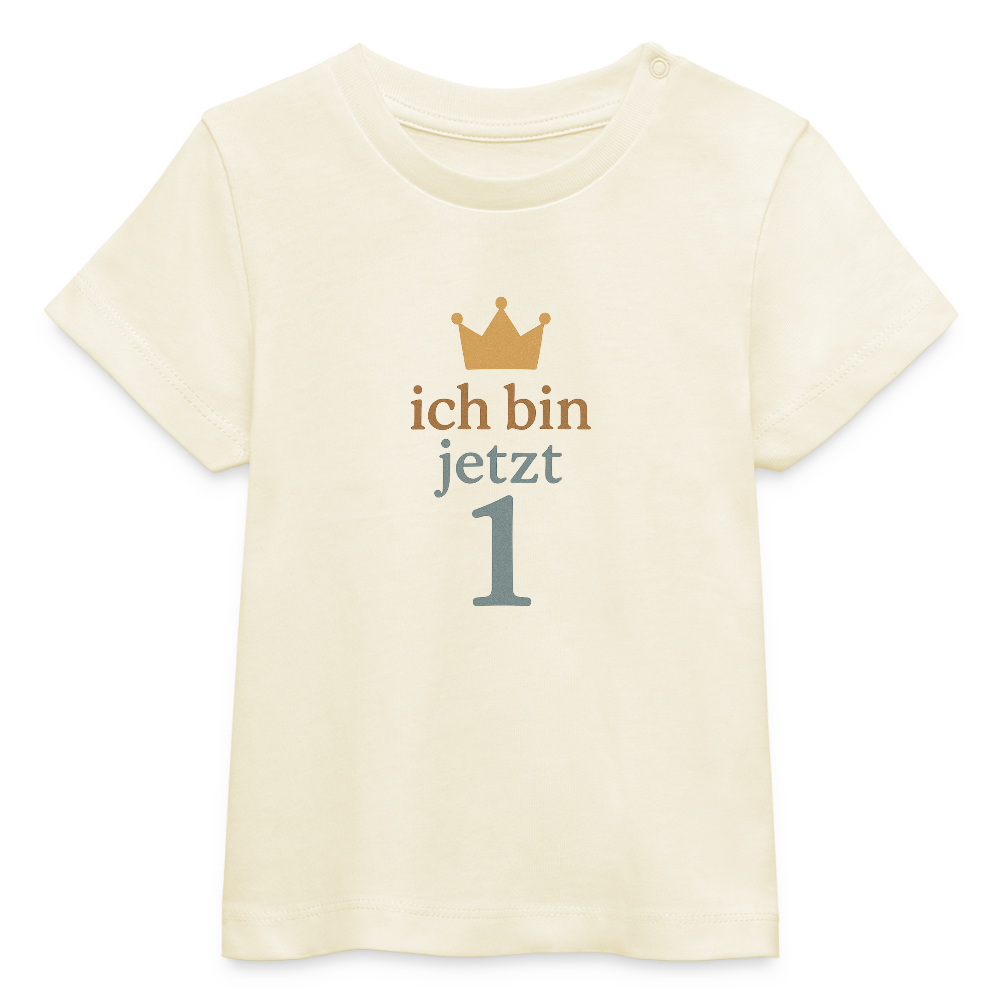 Bio Baby T-Shirt "ich bin jetzt eins" - Weißgrau