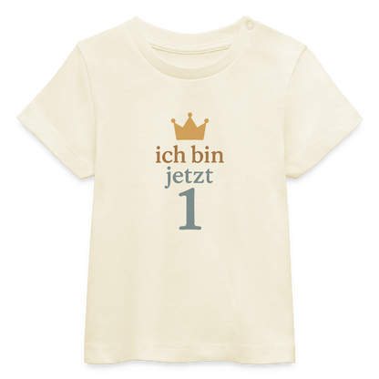 Bio Baby T-Shirt "ich bin jetzt eins" - Weißgrau