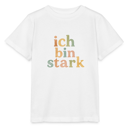 Bio Kinder T-Shirt "ich bin stark" - Weiß