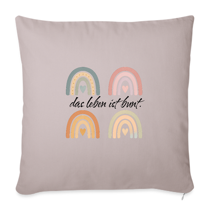 Sofakissen mit Füllung 44 x 44 cm "das Leben ist bunt." - helles Taupe