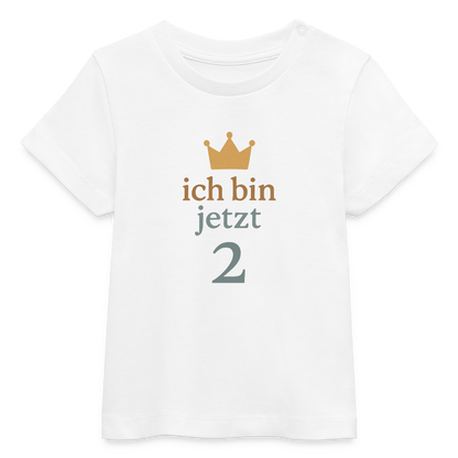 Bio Baby T-Shirt "ich bin jetzt zwei" - Weiß