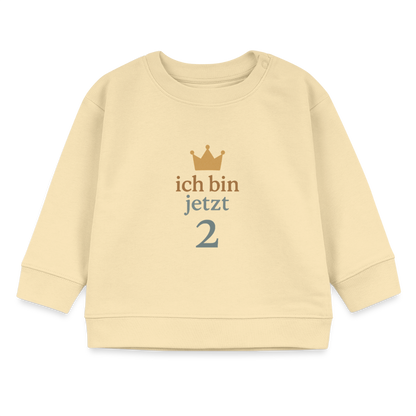 Bio Baby Pullover "ich bin jetzt zwei" - Creme