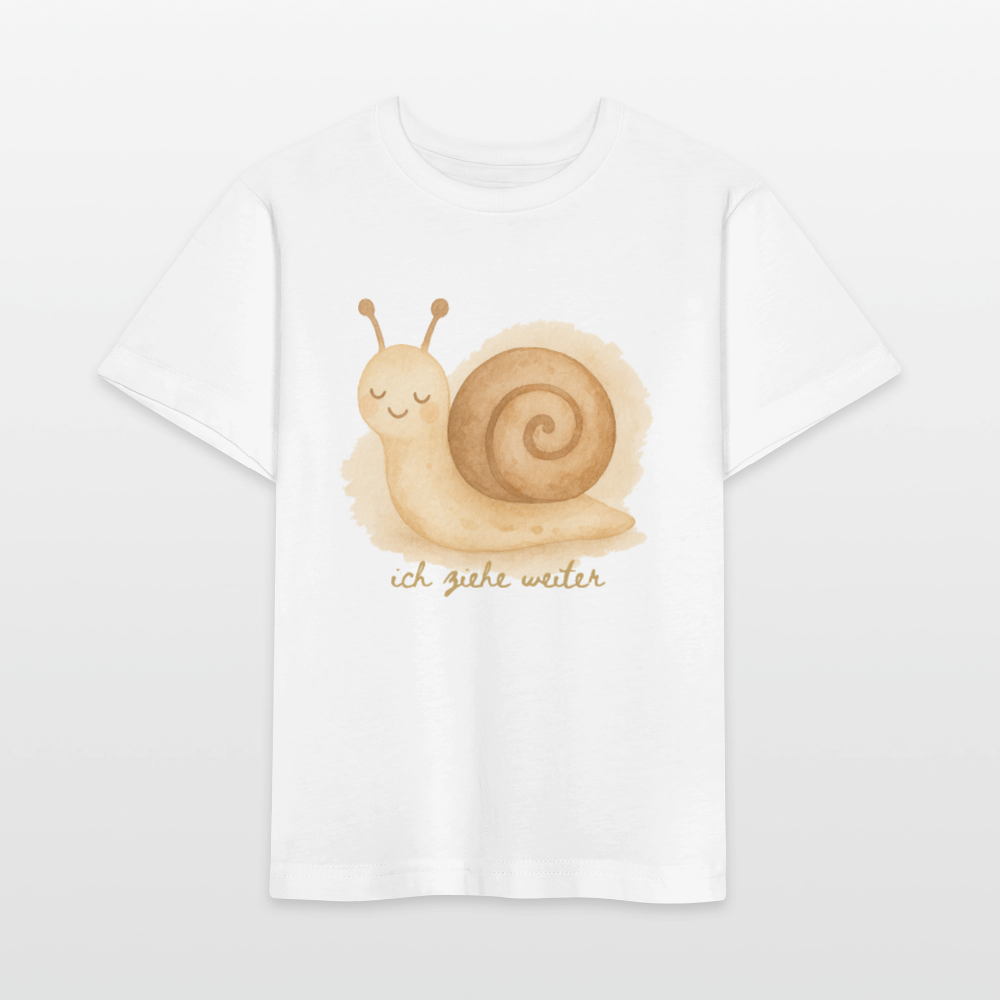 Bio Kinder T-Shirt "ich ziehe weiter" - Weiß