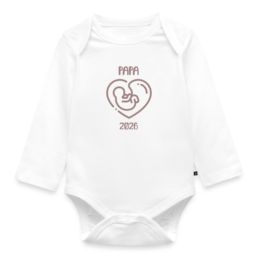Bio Baby Langarm-Body "Papa 2026" - Weiß