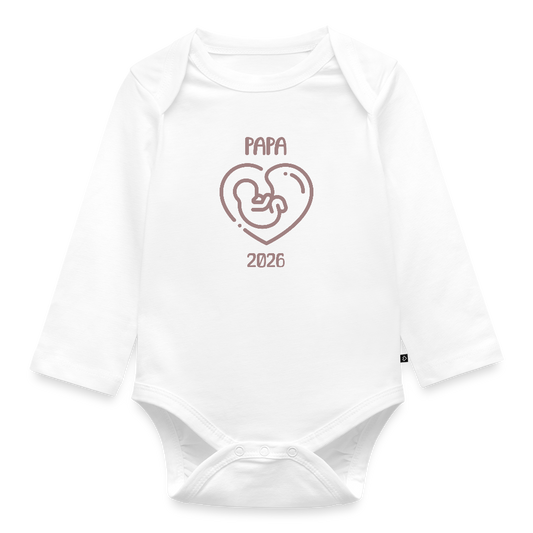 Bio Baby Langarm-Body "Papa 2026" - Weiß
