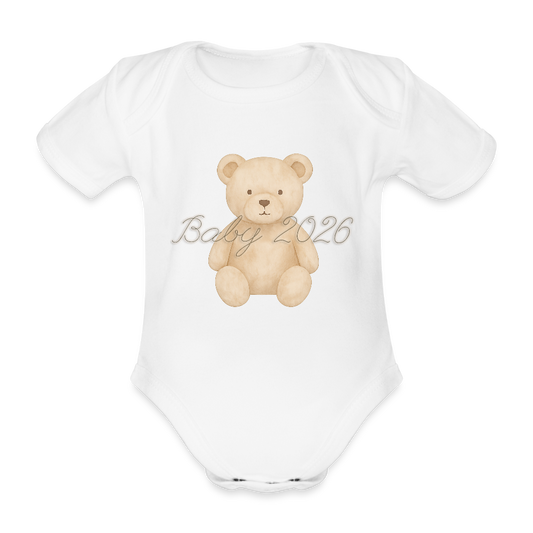 Bio Baby Kurzarm-Body "Baby 2026" - Weiß